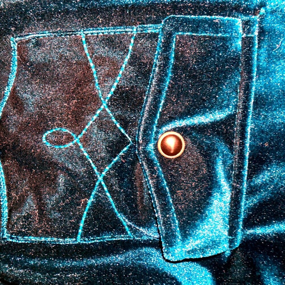 Blue Velvet Western Shirt | 70s Style | Medium - Picture 6 of 6